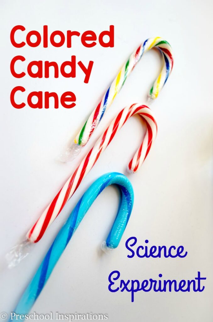 3 Colored Candy Canes Science Experiment by Preschool Inspirations #preschool #prek #preschoolactivities #preschoolscience #handsonactivities #christmasactivitiesforkids #candycanes
