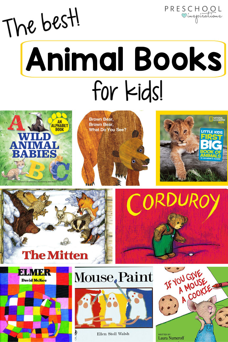 pinnable collage of book cover images with the text the best animal books for kids