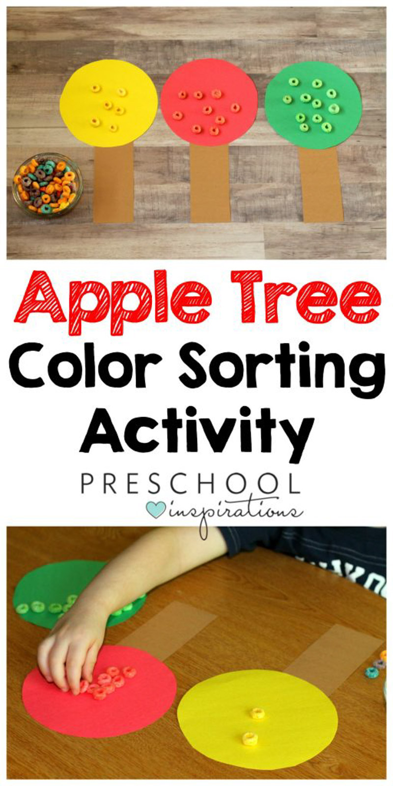 Color Sorting Preschool Apple Activity fine motor practice #preschool #preschoolactivities #preschoolinspirations #finemotor #colors #toddlers  #toddleractivities #preschoolinspirations