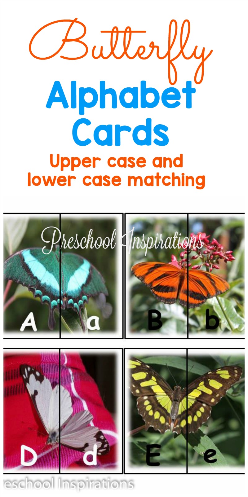Butterfly alphabet cards to match upper and lower case letters
