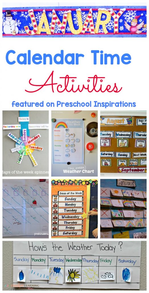 Calendar Time Activities and ideas that have been modified for young children to be developmentally appropriate. #preschool #kindergarten #calendarideas #circletime #circletimeactivities #calendaractivities #daysoftheweek