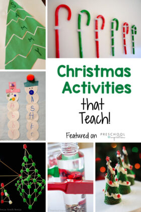Teachers, parents, and kids alike are sure to love these Christmas activities that teach! Find fun themed science, math, motor skills, and other activities! #preschool #prek #kindergarten #christmas #christmasforkids #christmasactivities #playandlearn #learningactivities