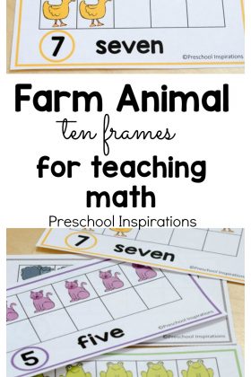 These farm themed free math printables are perfect for helping children count and learn about numbers. Use these in a math center or a small group, or you can even hang them on the wall. Use these farm themed ten frame cards to make math fun for young children.