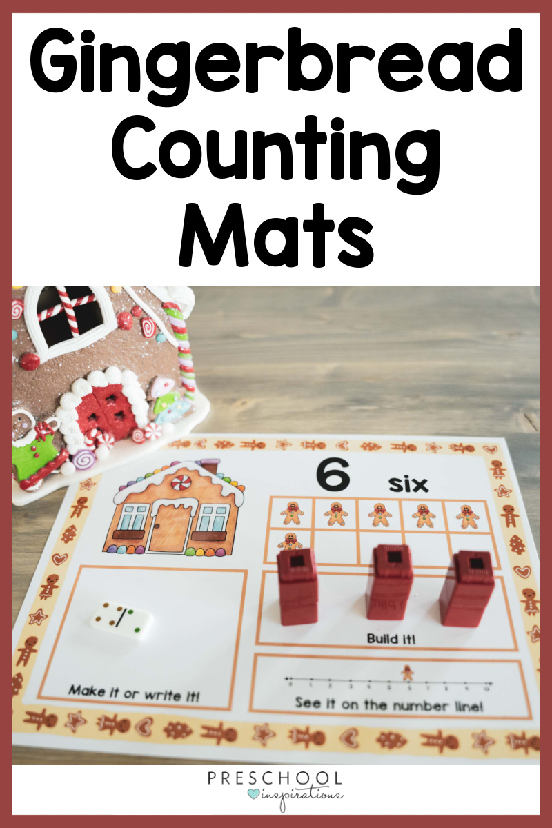a counting mat with the number 6 and the text gingerbread counting mats