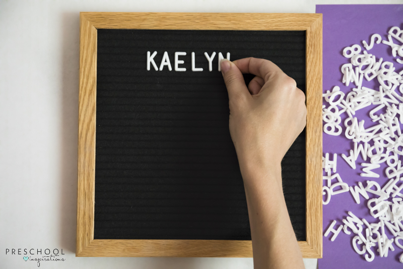 Spelling with a letter board