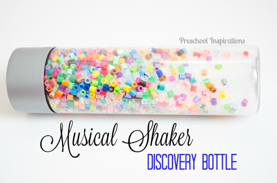 Musical Shaker Discovery Bottle with Beads -- sensory play for all ages!