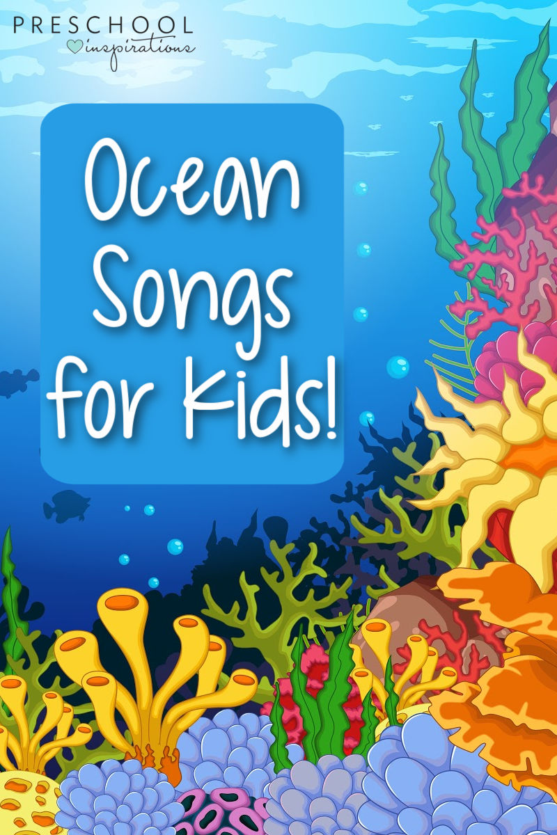 a colorful coral reef vector image with the text ocean songs for kids