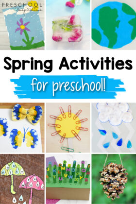 pinnable collage of nine different preschool activities with the text 'spring activities for preschool'
