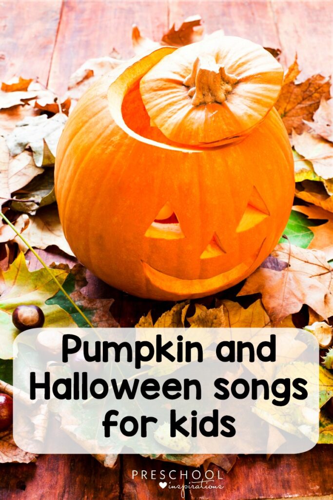 Halloween music with pumpkin songs and Halloween songs for kids. #toddlers #preschool #prek #kindergarten #halloween 