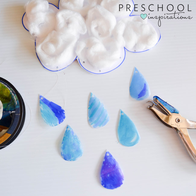 Make a rain cloud suncatcher craft with the kids this spring