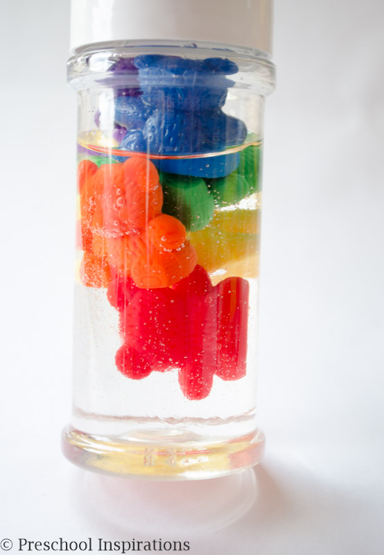 Rainbow Counting Bear Sensory Bottle by Preschool Inspirations