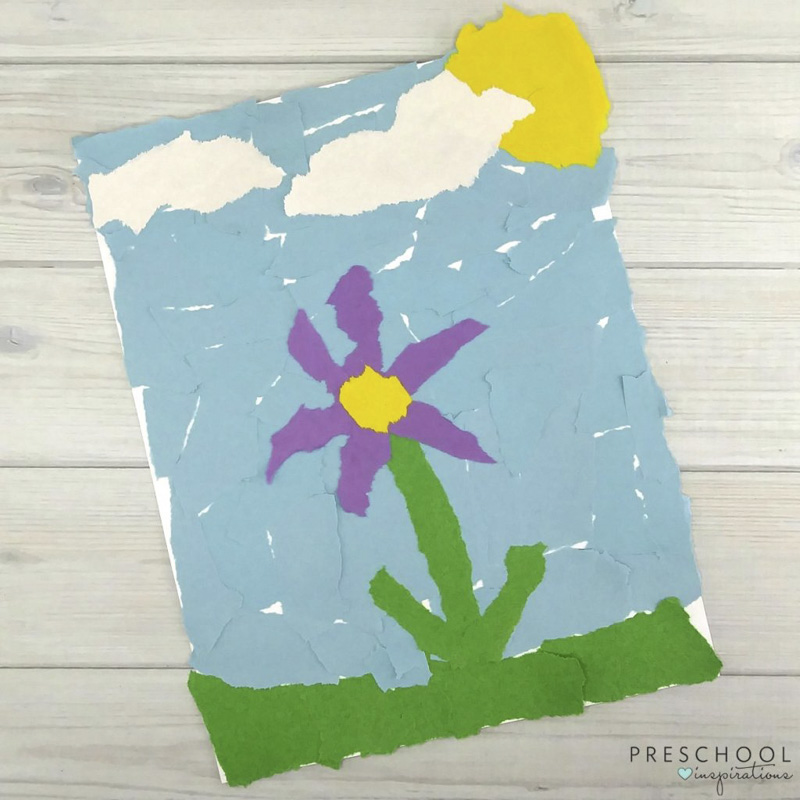 torn paper flowers for kids to make at school or home