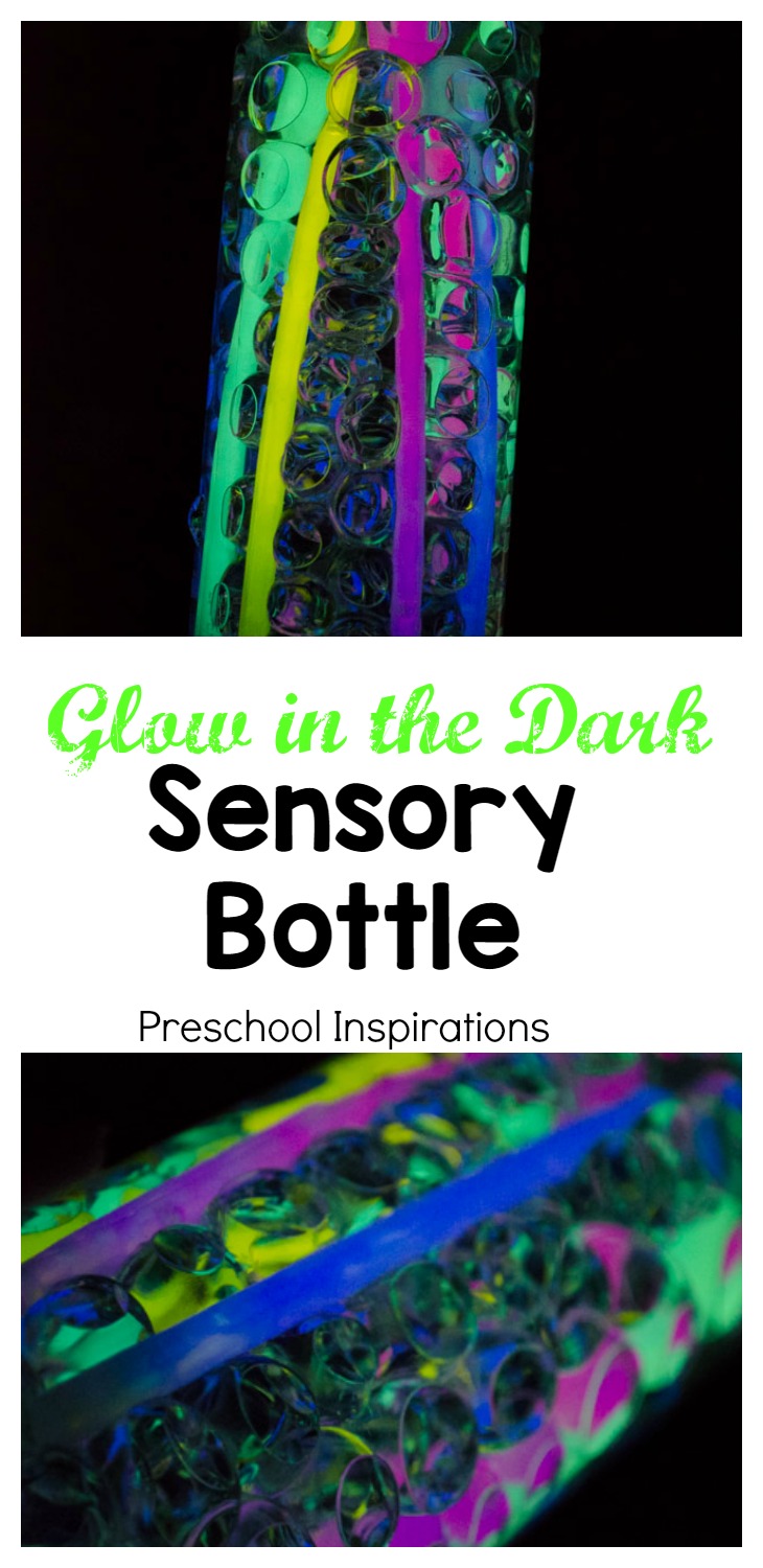 Use two ingredients to make this easy glow in the dark sensory bottle!