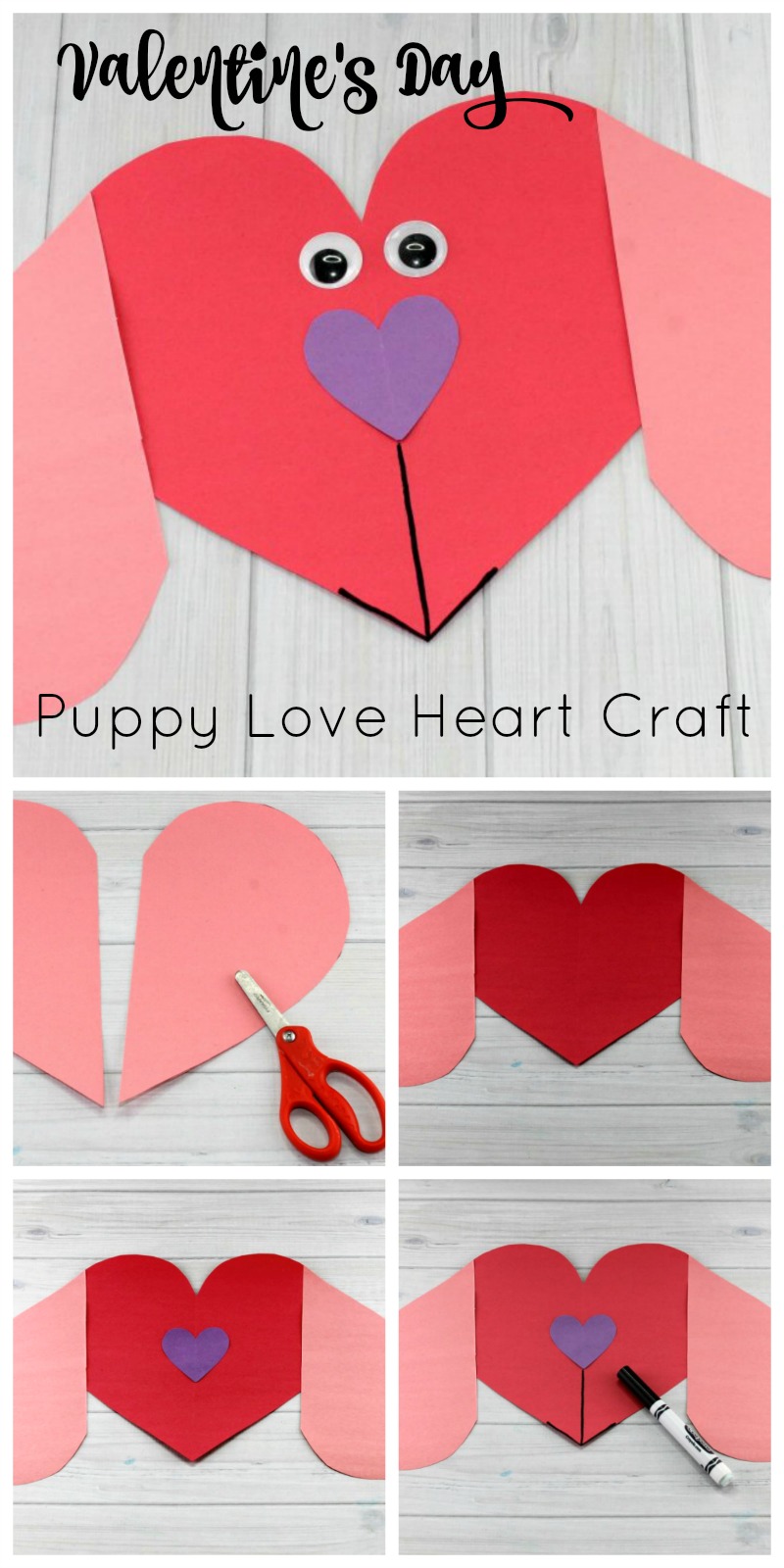 Valentine's Day Puppy Love Preschool Heart Craft Directions