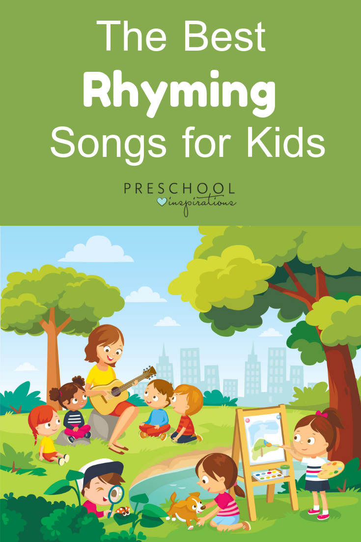 These rhyming songs are the best out there! Rhyming develops literacy skills, promotes language development, improves memory, and has a whole host of other benefits for preschoolers and kindergarteners! #preschool #prek #kindergarten #literacy #language 